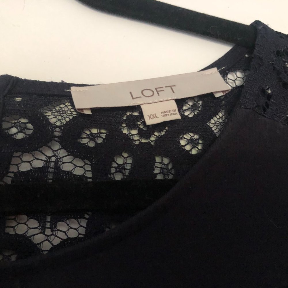 LOFT Black Lace Sleeve Dress - Picture 2 of 5